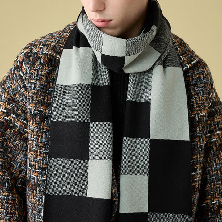 Men's Luxury Woven Check Cashmere Scarf