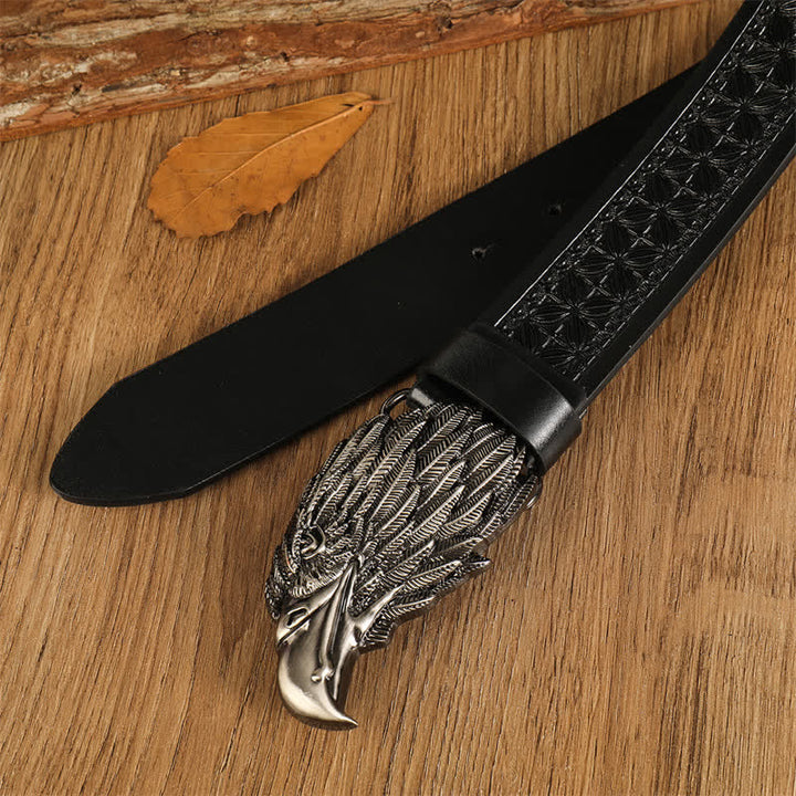 Men's Eagle Head Realistic Vulture Western Leather Belt