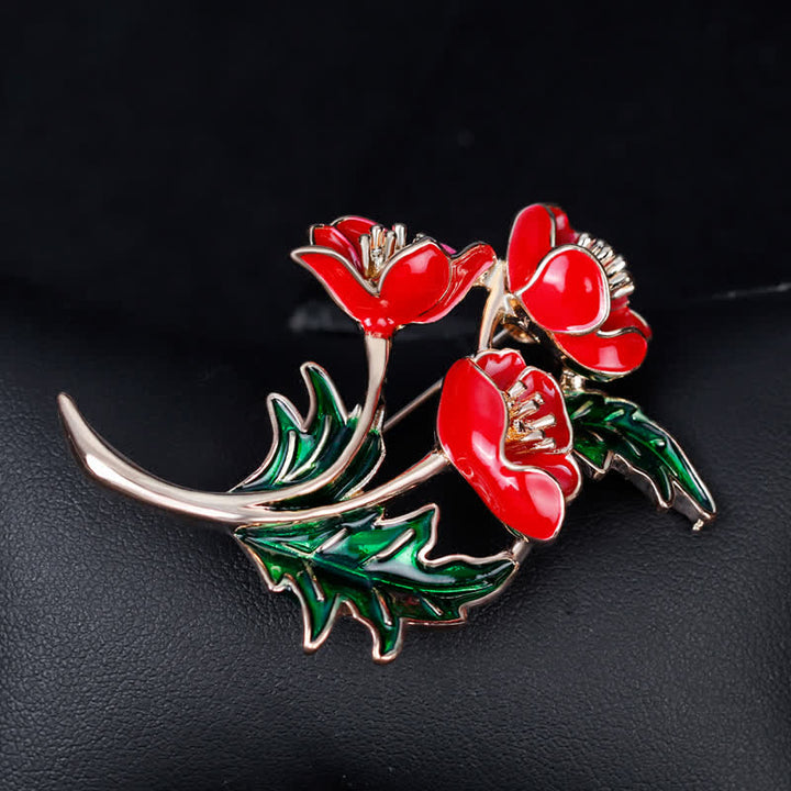 Unisex A Bunch Of Flower Poppy Brooch