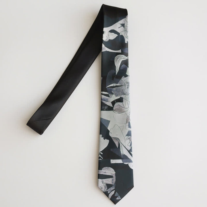 Men's Black Art Painting Guernica Necktie