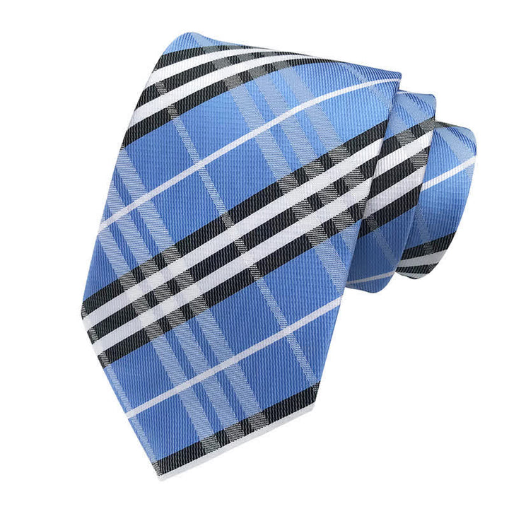 Men's Dashing Scottish Plaid Necktie - Skyblue - image 6