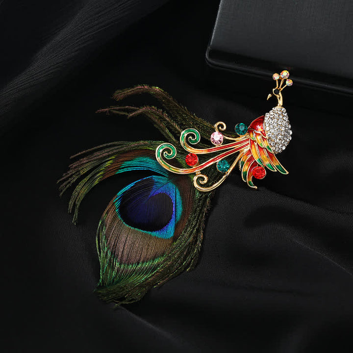 Women's Ethnic Colorful Peacock Feather Brooch