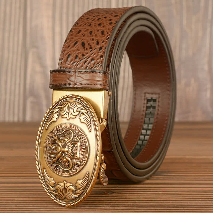 Men's Dragon Head Crocodile Pattern Leather Belt