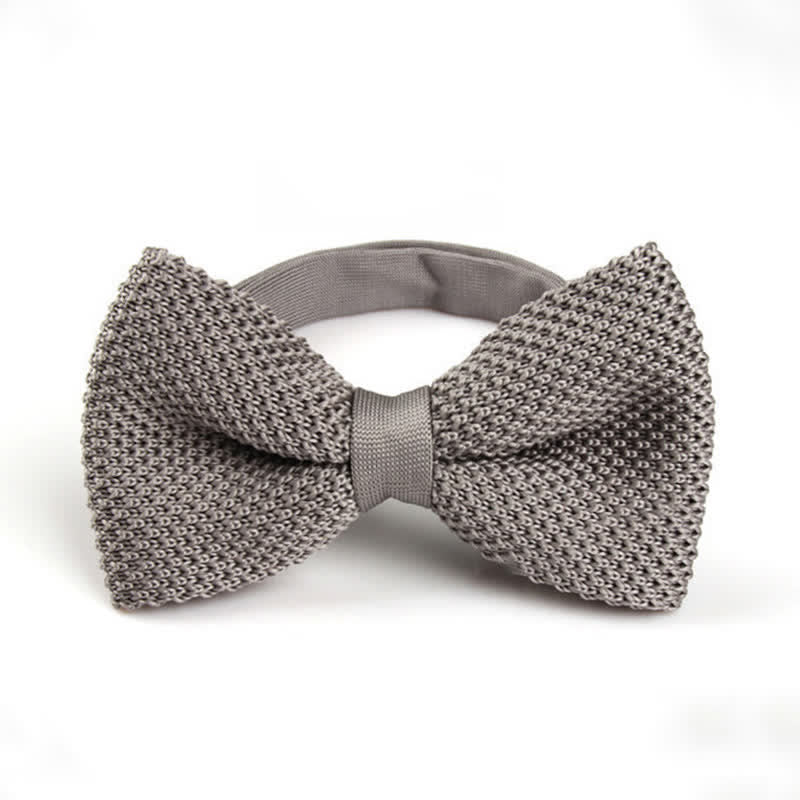 Men's Solid Color Double Layer Knitted Bow Tie