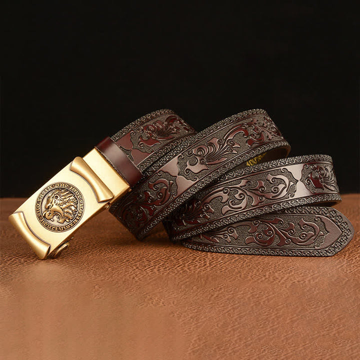 Men's Punk Lion Head Leather Belt