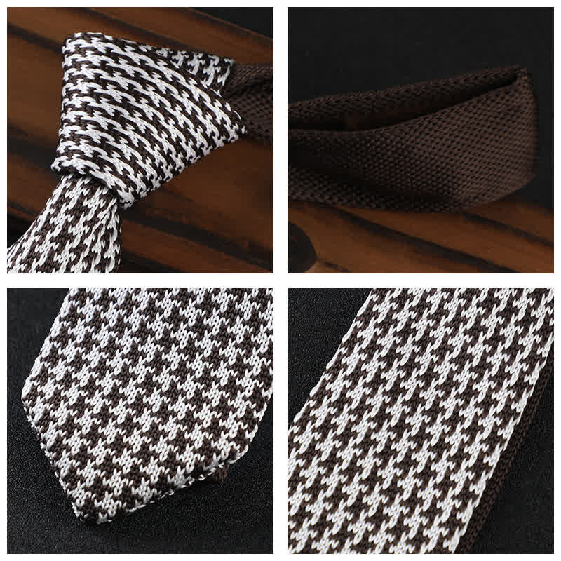 Men's Houndstooth Plaid Knitted Necktie