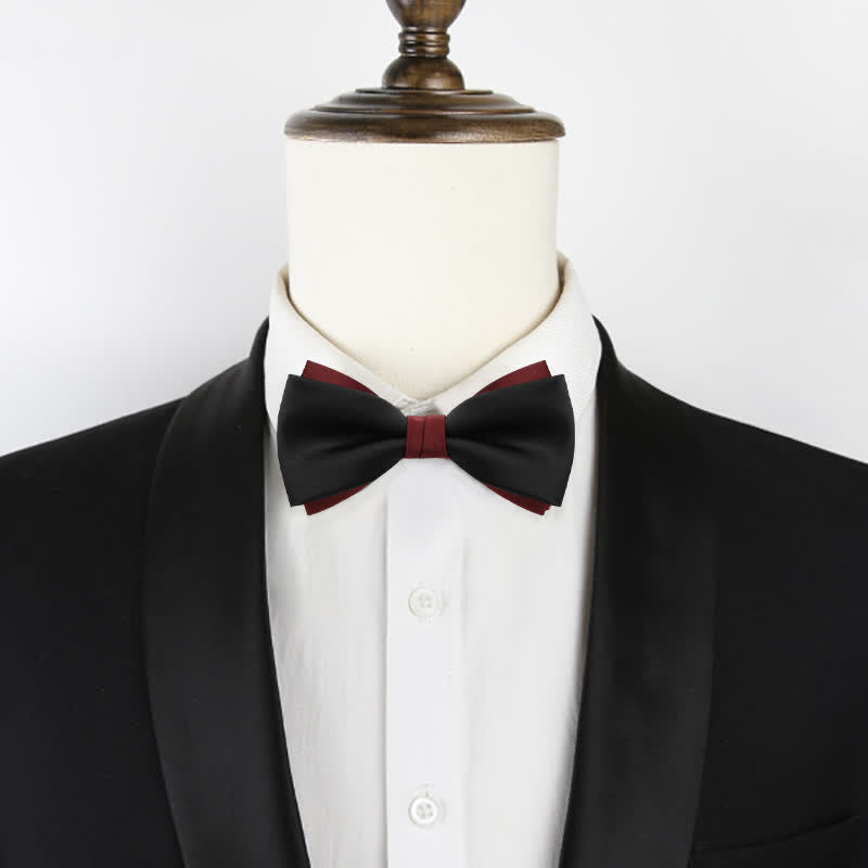 Men's Double-Layers Color Clash Bow Tie