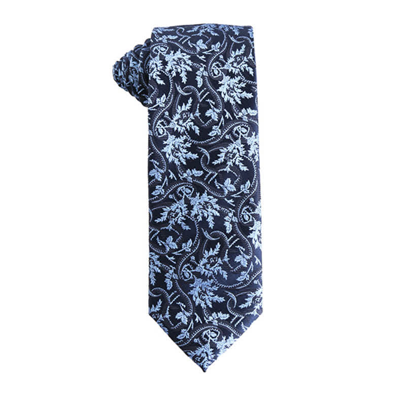 Men's Dynamic Shade of Blue Series Necktie - Flower & Leaf - image 9