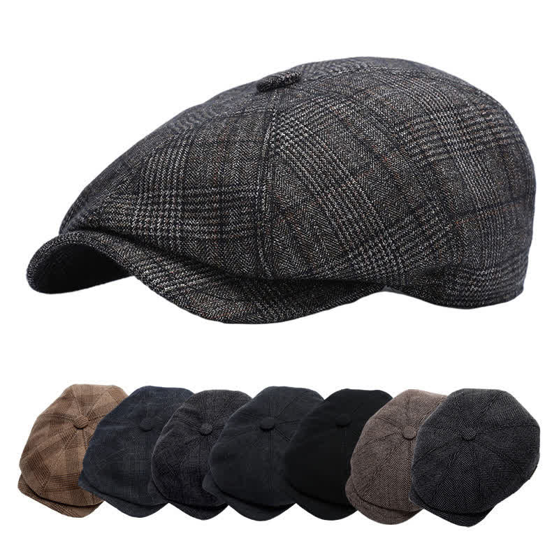 Classic Newsboy Flat Cap with Earflap Beret