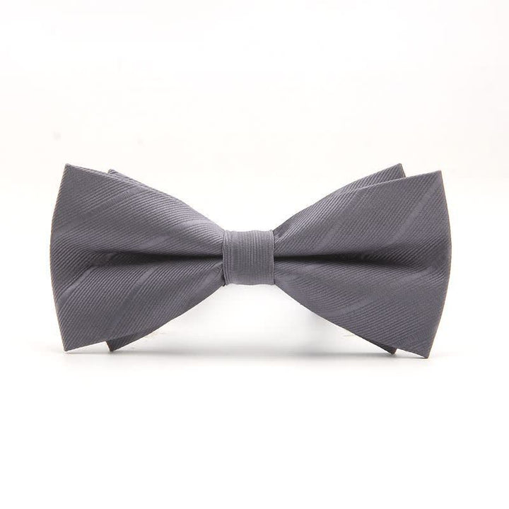 Men's Double-layer Plain Striped Bow Tie