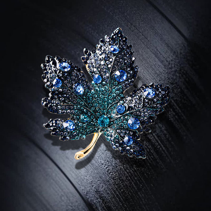 Women's Rhinestone Crystal Maple Leaf Brooch