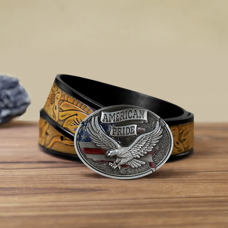 Men's DIY American Pride Eagle Buckle Leather Belt