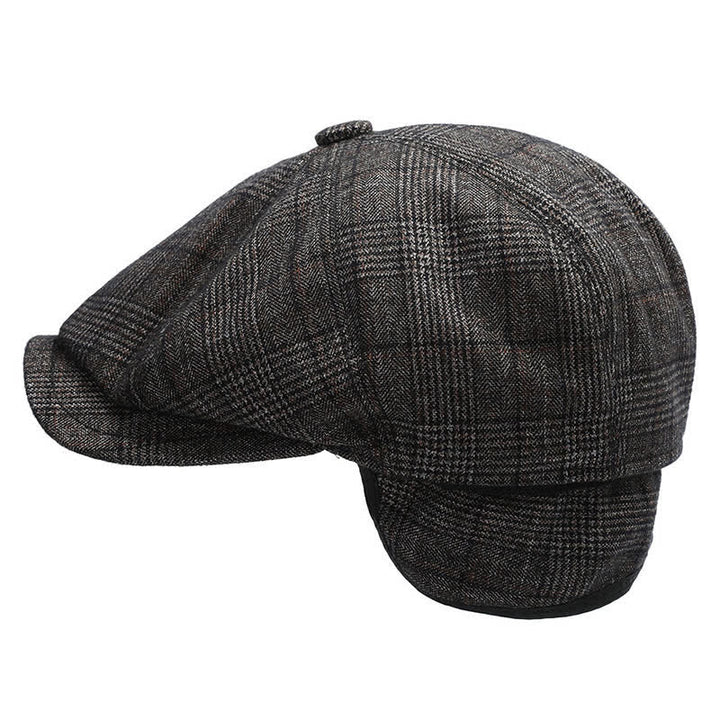 Classic Newsboy Flat Cap with Earflap Beret