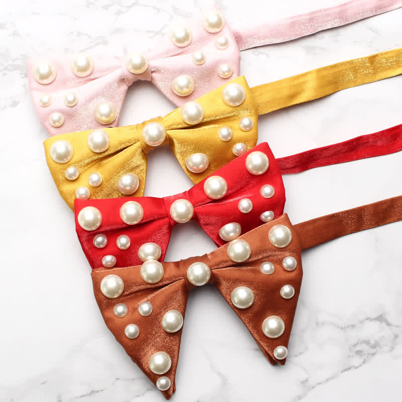 Pearls Bright Oversized Pointed Bow Tie