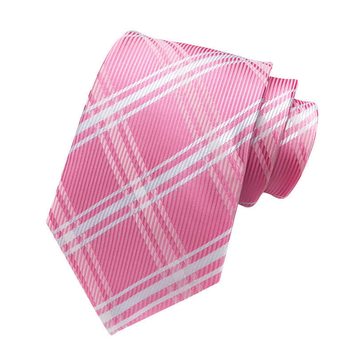 Men's Classic Scottish Plaid Necktie - LightPink - image 14