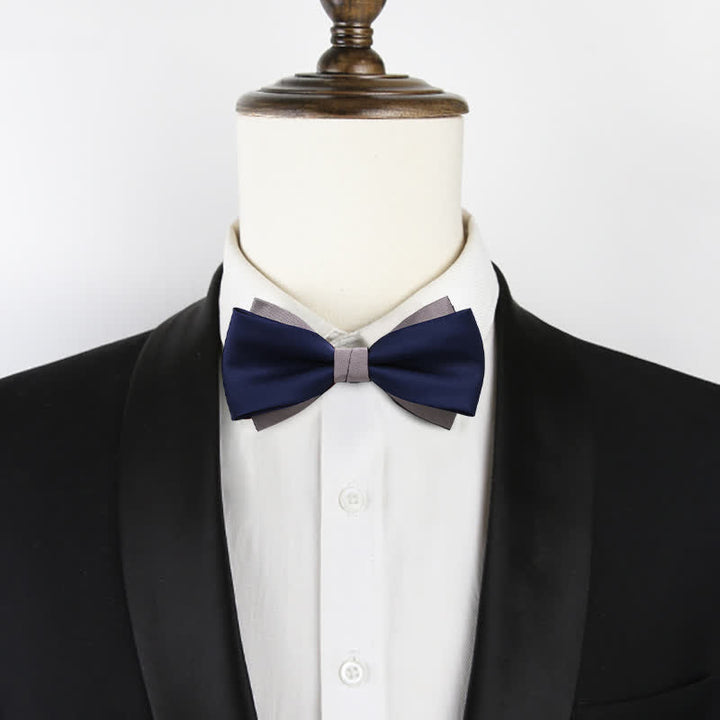 Men's Double-Layers Color Clash Bow Tie