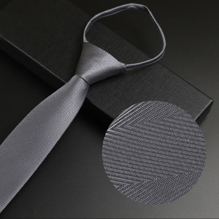 Men's Black-Gray Zipper Tie Classic Necktie