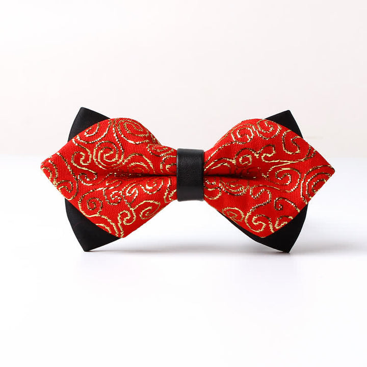 Men's Gold Hue Paisley Pointed Bow Tie