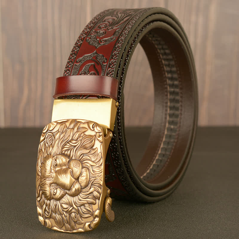 Men's Honor Male Lion Head Leather Belt