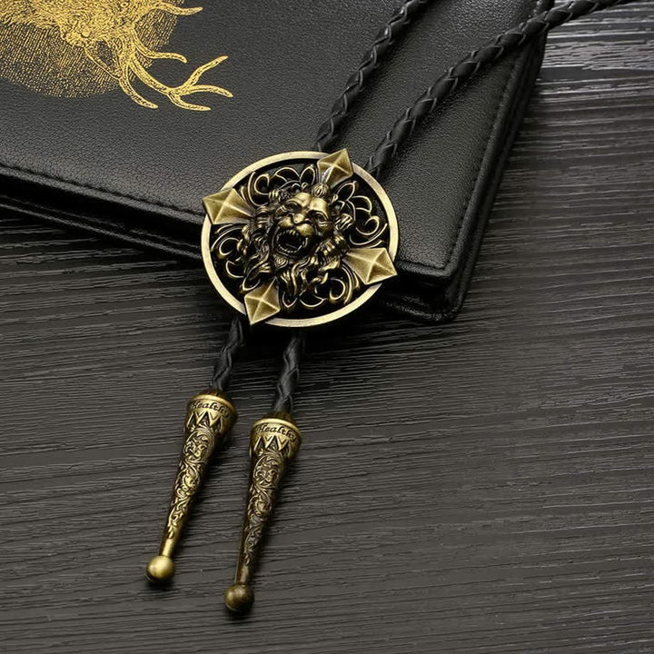 Novelty Animal Shape Howling Lion Bolo Tie