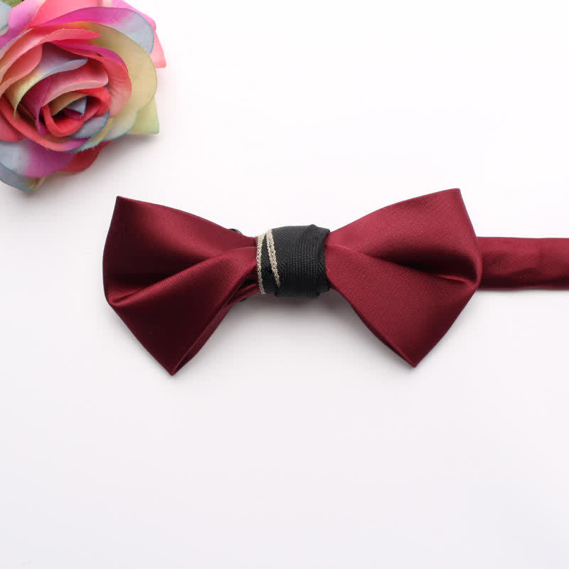 Men's Classic Glossy Solid Colored Bow Tie