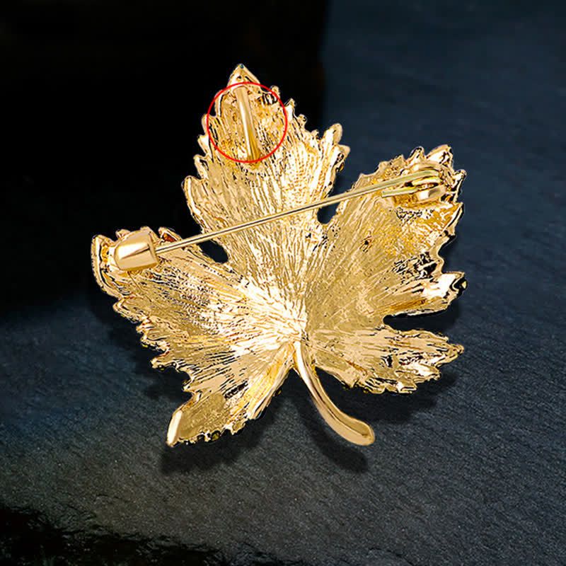 Women's Rhinestone Crystal Maple Leaf Brooch