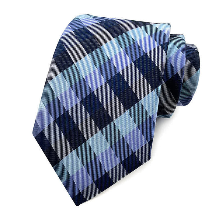 Men's Skinny Tuxedo Suit Plaid Necktie - Shade of Blue - image 12
