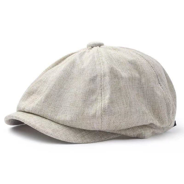 Casual Breathable Linen Octagonal Beret Cap