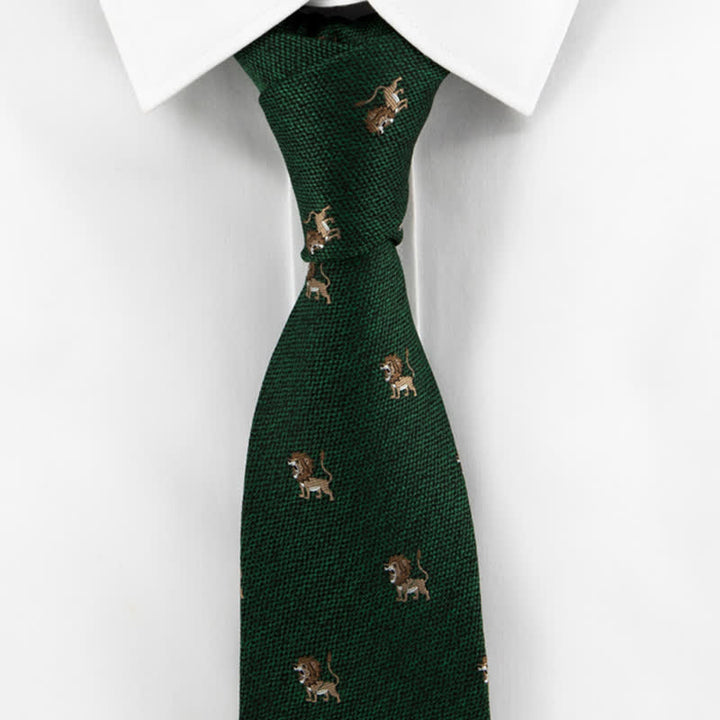 Men's Cartoon Animal Hunter Lion Necktie