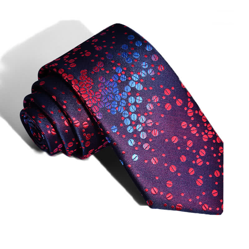 Men's Blue & Red Small Circles Gradient Necktie - Purple - image 0