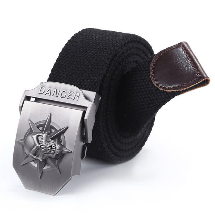 Men's Automatic Skull Buckle Woven Canvas Belt