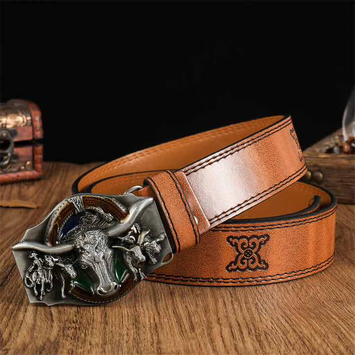 Men's Domineering Bull Head Leather Belt