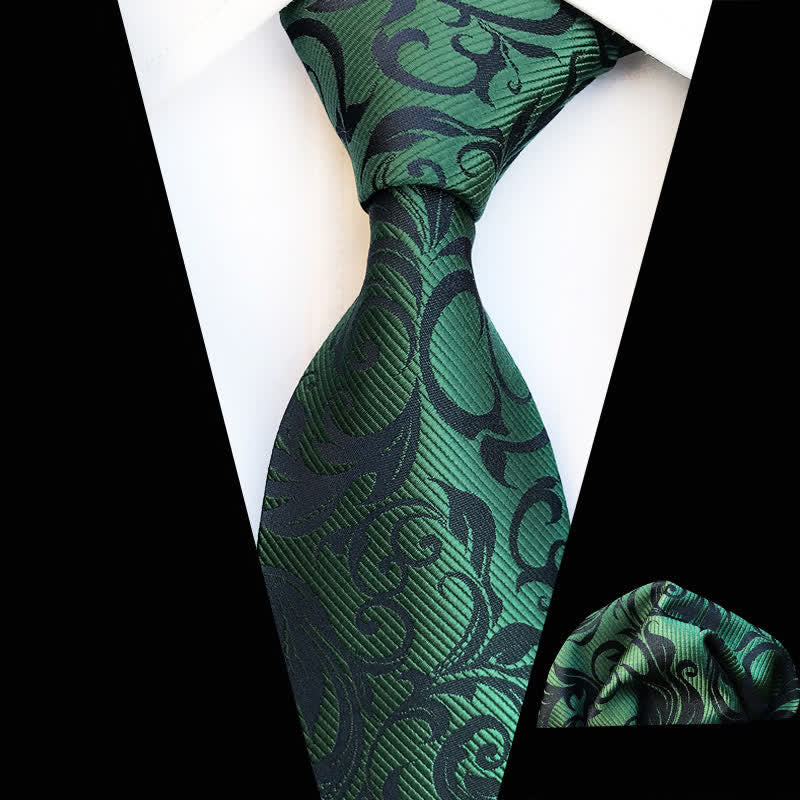 2Pcs Men's Plant Swirl Floral Necktie Set