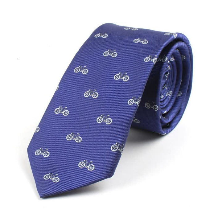Men's Cute Cartoon Motifs Necktie - Blue Bycicle - image 18
