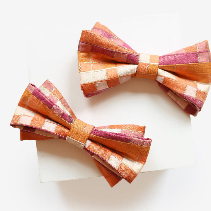 Men's Orange & Pink Sunshine Checker Bow Tie