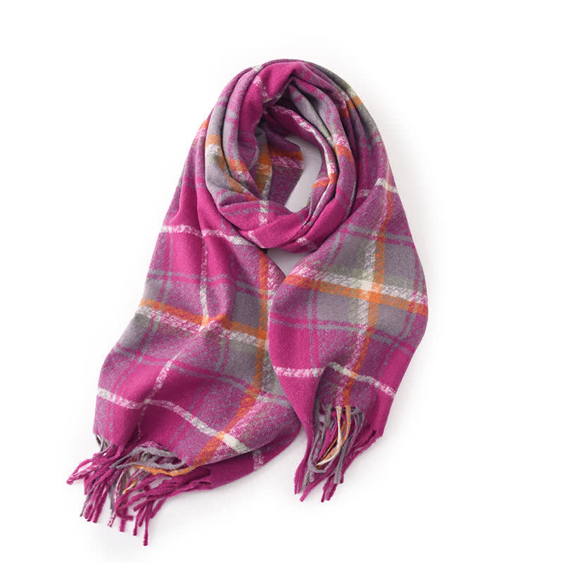 Women's Daily Knit Woven Tartan Checker Scarf