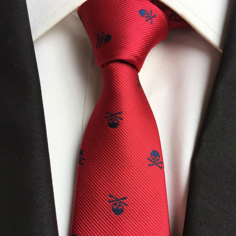 Men's Halloween Skeleton Cross Bones Necktie - image 10