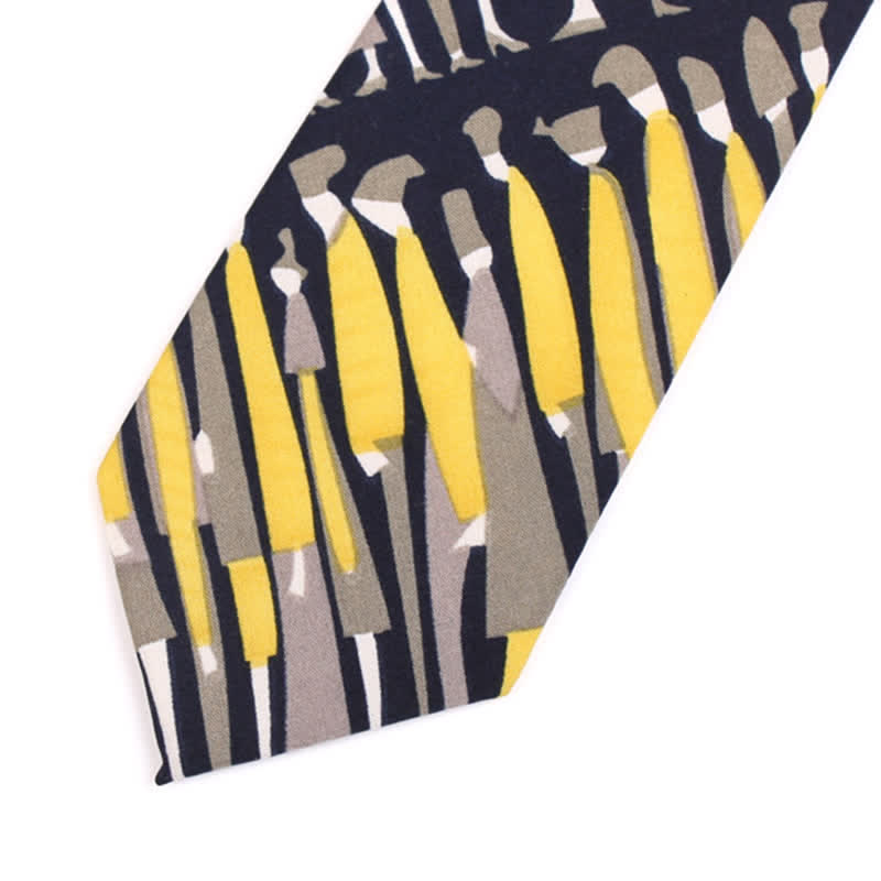 Men's Black & Yellow Crowds Necktie