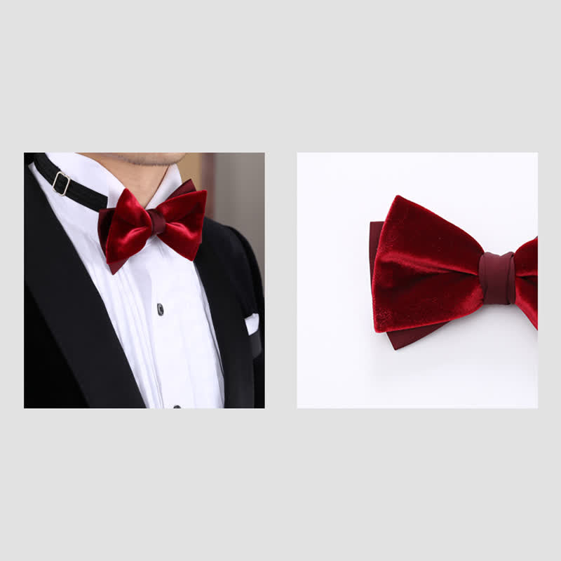 Men's Velvet Double Layers Bow Tie