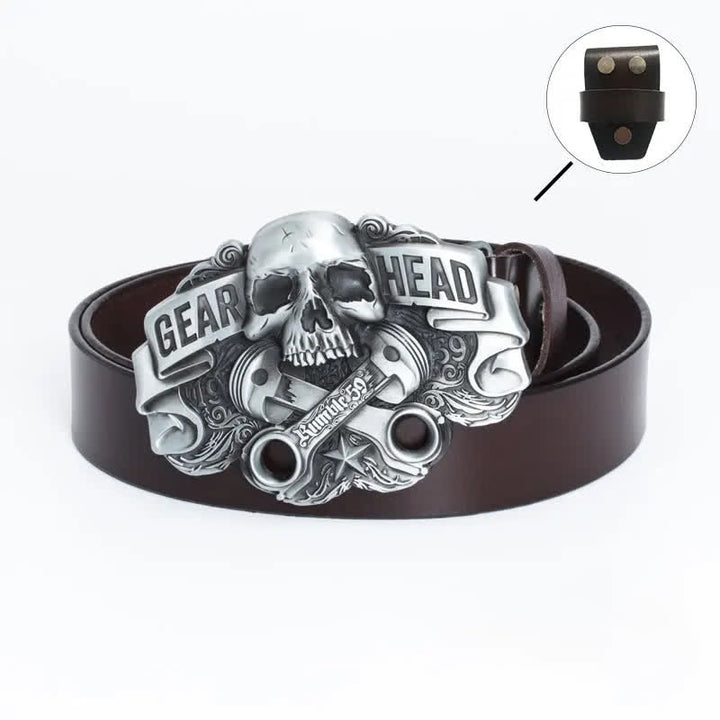 Men's Fancy Skull Gear Head Punk Leather Belt