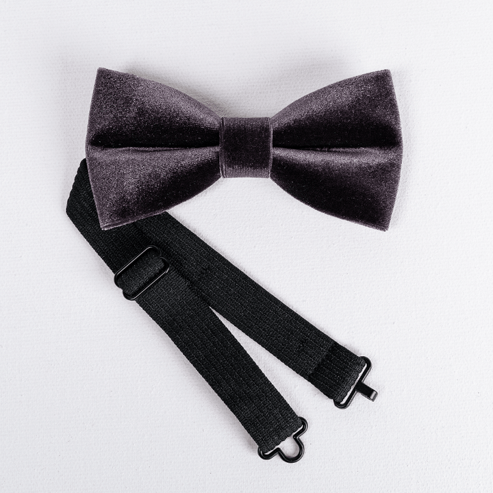 Men's Dark Purple Solid Color Velvet Bow Tie