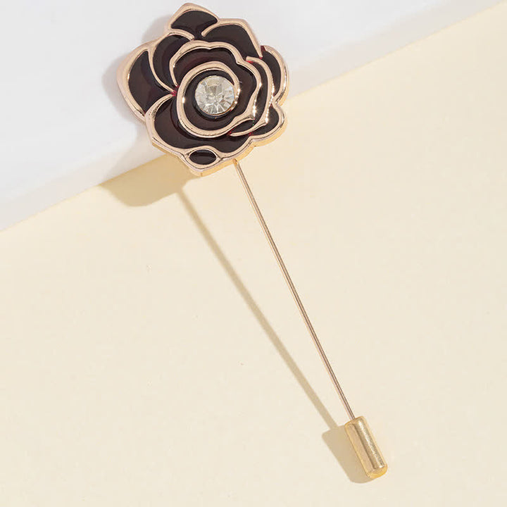 Women's Black Rose Blossom Brooch