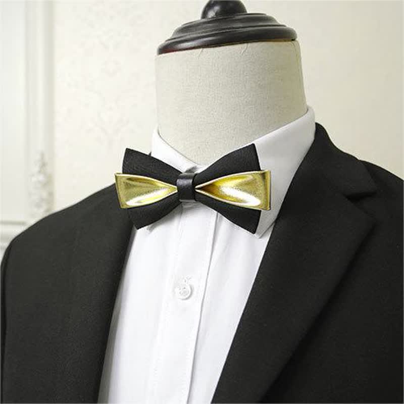 Men's Double Color PU Leather Bow Tie