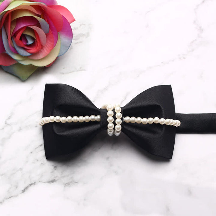 Men's Pearl Decor Chain Bow Tie