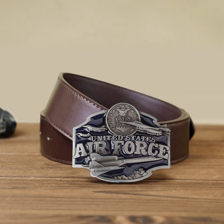 Men's DIY United States Air Force Buckle Leather Belt