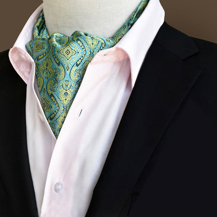 Turquoise Leisure Prom Gents Floral Ascot Paisley Cravat