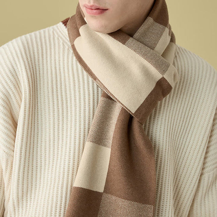 Men's Luxury Woven Check Cashmere Scarf