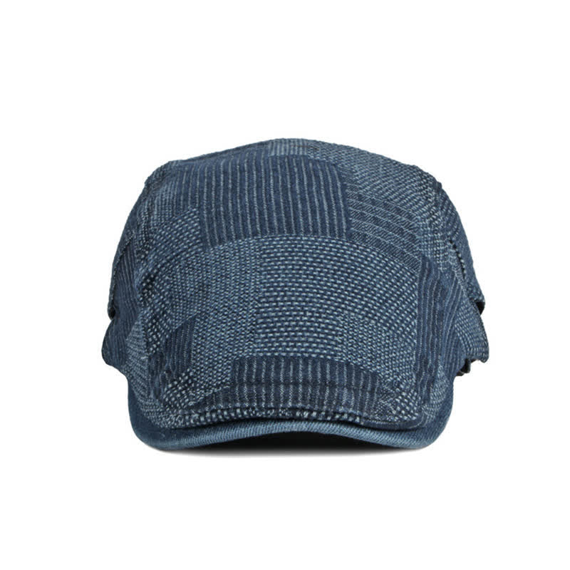 Personality Painter Washed Denim Beret Flat Cap - image 3