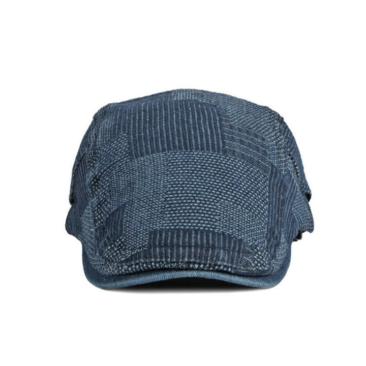 Personality Painter Washed Denim Beret Flat Cap - image 3