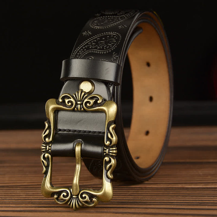 Women's Retro Floral Decorative Leather Belt